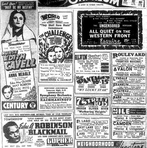 Minnesota Movie Ads 1939 1
